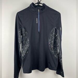 Reebok Women’s Running 1/4 Zip Pullover Reflective Black Athletic Top - Size M